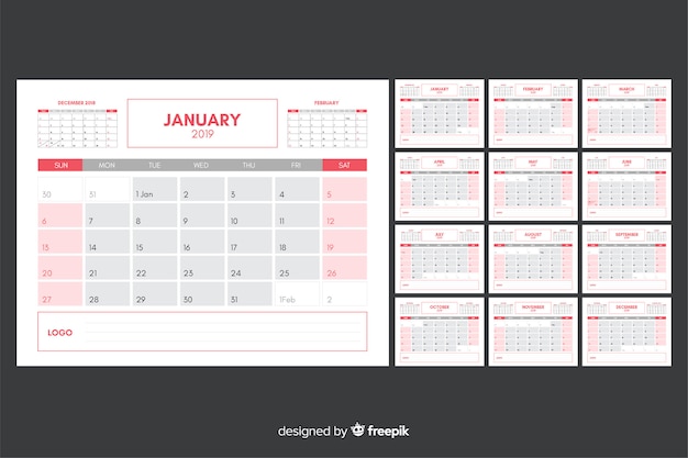 Free Vector 2019 calendar template