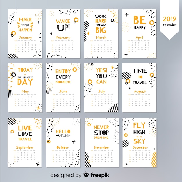 Free vector 2019 calendar