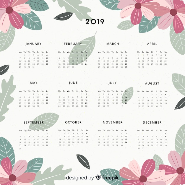 2019 Month Calendar