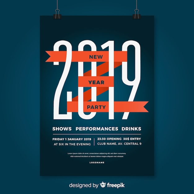 Free Vector 2019 new year party banner