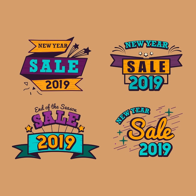 2019 new year sale badge vector set