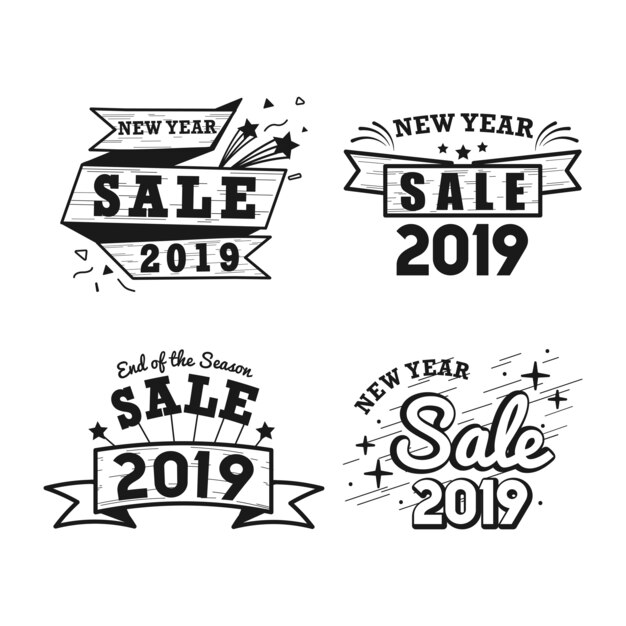 2019 new year sale badge vector set