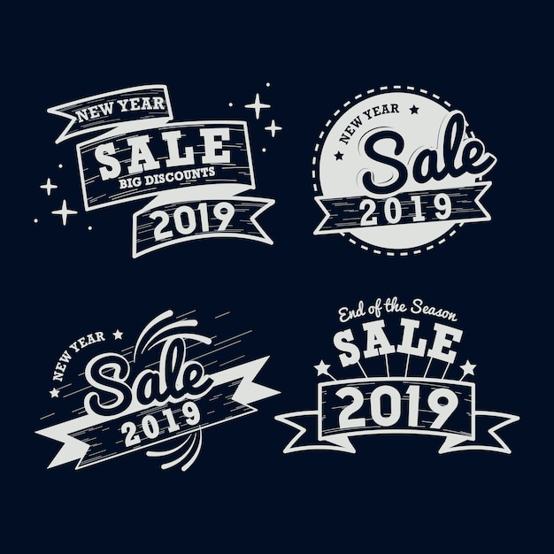 2019 new year sale badge vector set