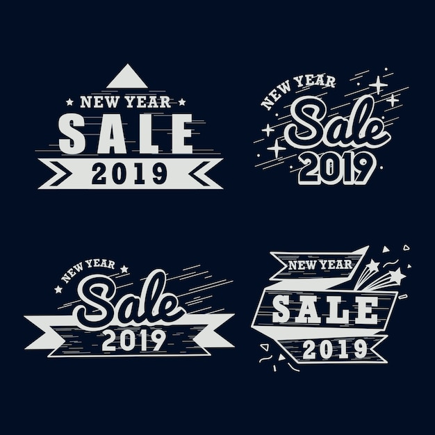 2019 new year sale badge vector set