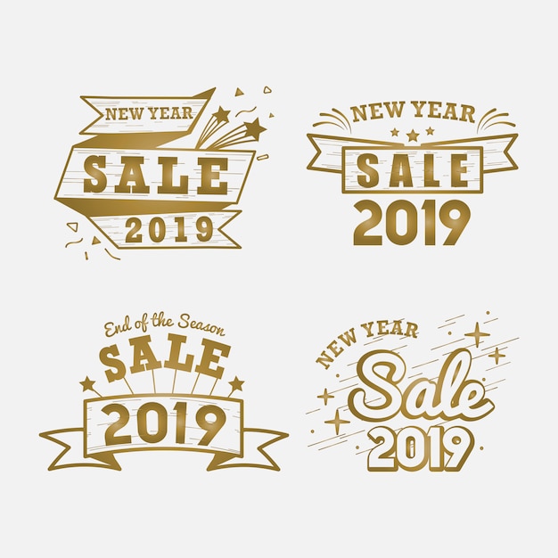 Free Vector 2019 new year sale badge vector set