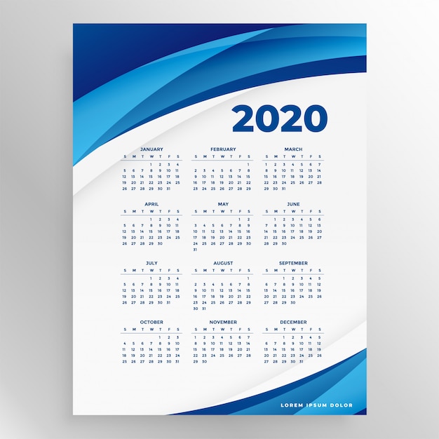 2020 calendar