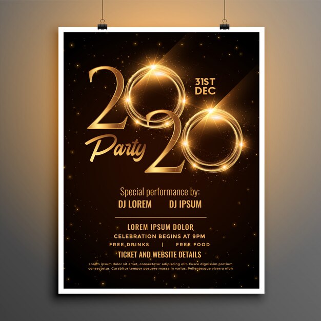 2020 new year party invitation shiny template 