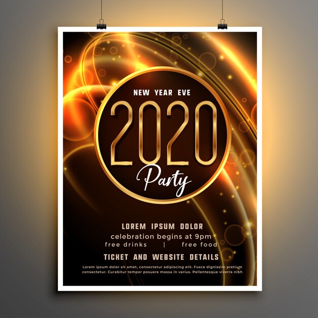 2020 new year shiny party event flyer template