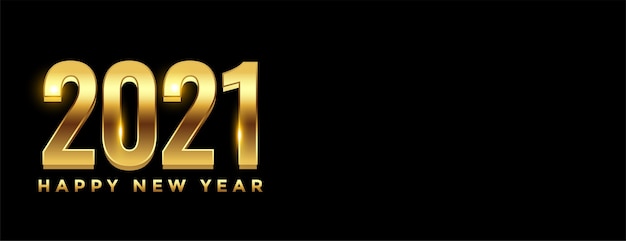 2021 golden 3d text happy new year banner