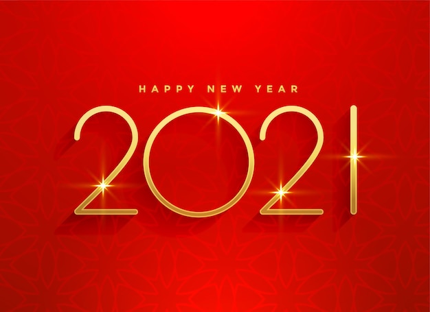 2021 golden happy new year red background design