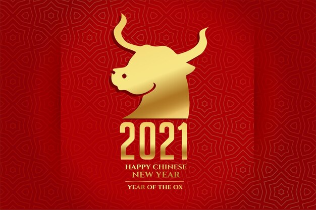 2021 Happy chinese new year of ox greetings vector