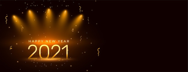 2021 happy new year celebration banner design with confetti