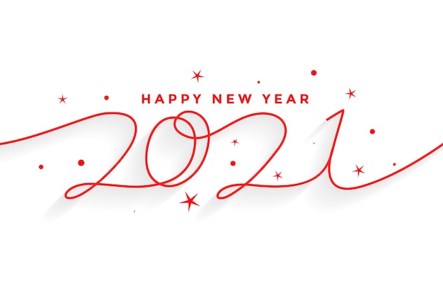 2021 happy new year line style lettering background