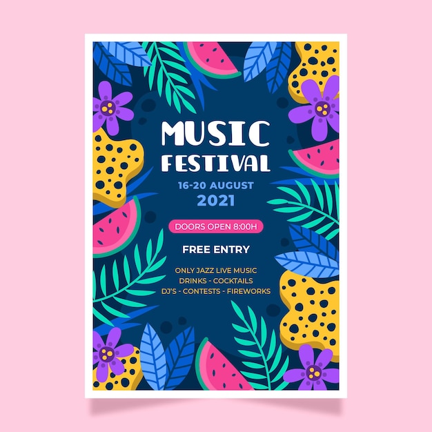 Free Vector 2021 illustrated music festival poster theme