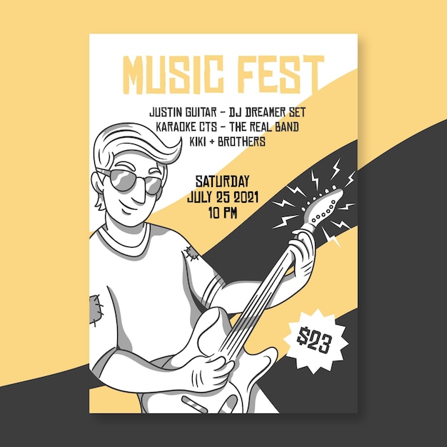 Free Vector 2021 illustrated music festival poster