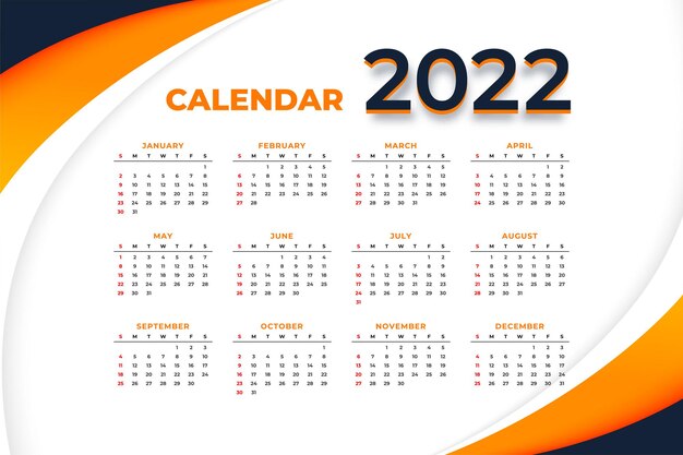 2022 calendar template in modern design style