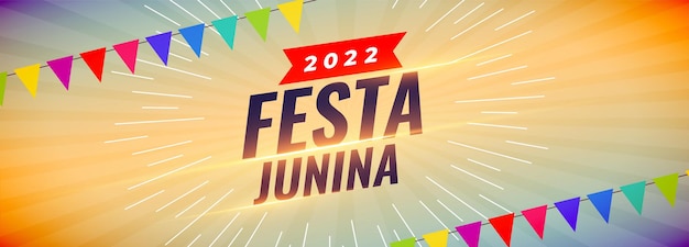 2022 festa junina festival celebration banner with party flags