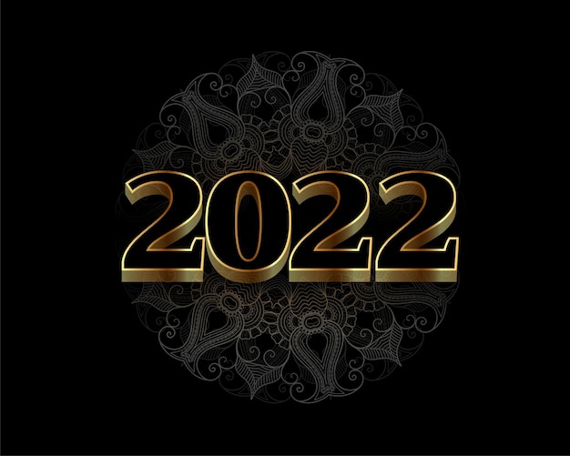 2022 golden 3d text effect mandala style banner