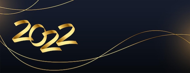 Free Vector 2022 golden ribbon style text banner design