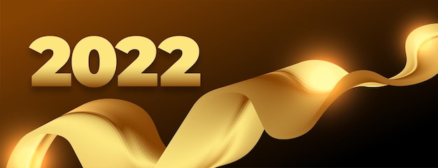 2022 golden wavy celebration banner design