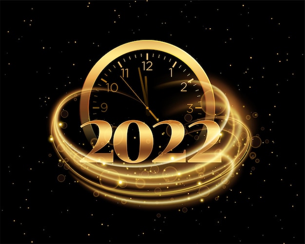 2022 happy new year golden light effect clock background