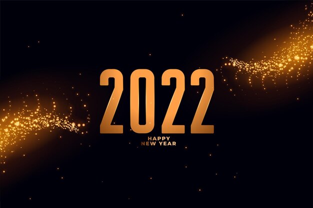 2022 happy new year golden sparkle greeting card design