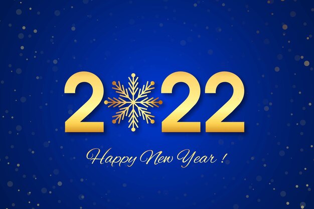 2022 happy new year golden text celebration card design