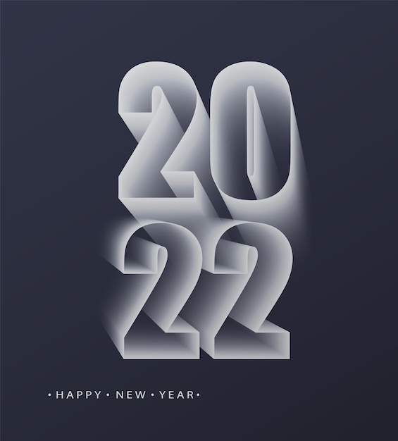 2022 Happy new year. Numbers minimalist style. Vector linear numbers. Design of greeting card. Vector illustration