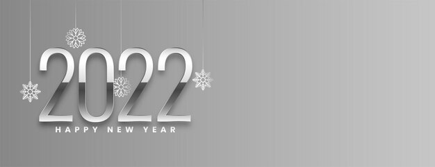 2022 happy new year siver text banner design