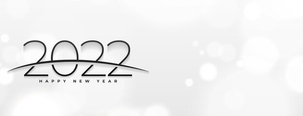 Free Vector 2022 happy new year white bokeh simple banner design