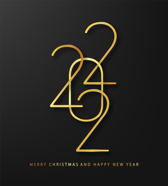 2022 New Year. Greeting design gold number of year. Elegant gold text 2022.