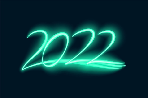 2022 typography in neon glowing LED style