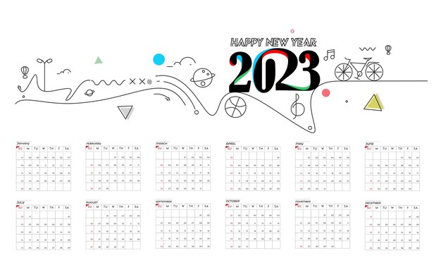 2023 Calendar Happy New Year Design