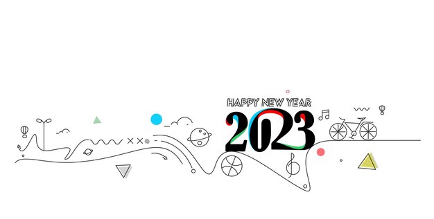 2023 Happy New Year Text Typography Design Poster template brochure decorated flyer banner design