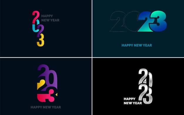 Free Vector 2023 happy new year typography design pack