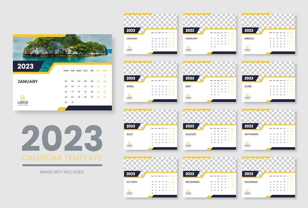 2023 new year clean calendar template