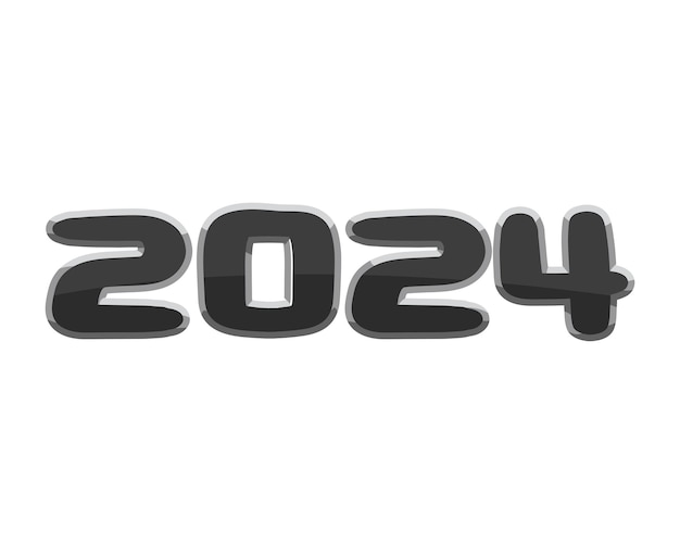 Free vector 2024 black number isolated illustration style