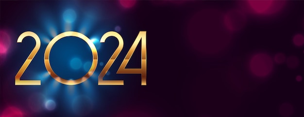 Free Vector 2024 golden lettering new year eve banner with light effect vector