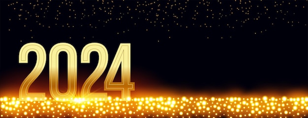 Free Vector 2024 golden text new year holiday wallpaper with sparkle effect vector