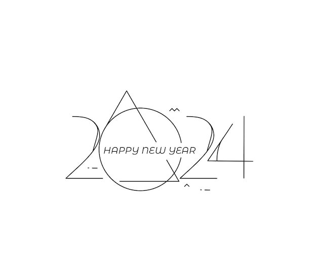 Free Vector 2024 happy new year text typography design element