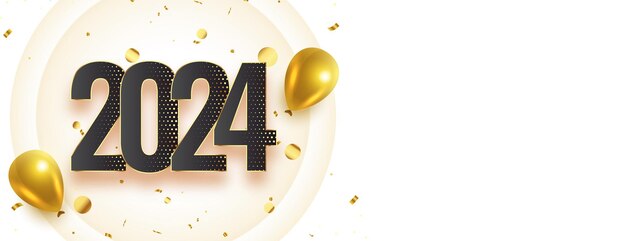 Free Vector 2024 new year eve party banner with realistic balloon vector