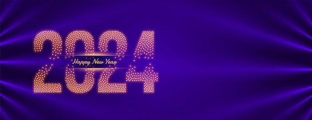 Free Vector 2024 new year holiday wallpaper with golden sparkling effect vector