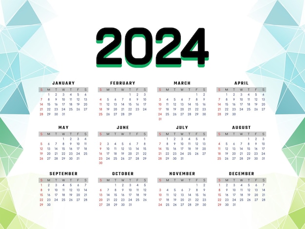 Free Vector 2024 new year modern geometric calendar design vector