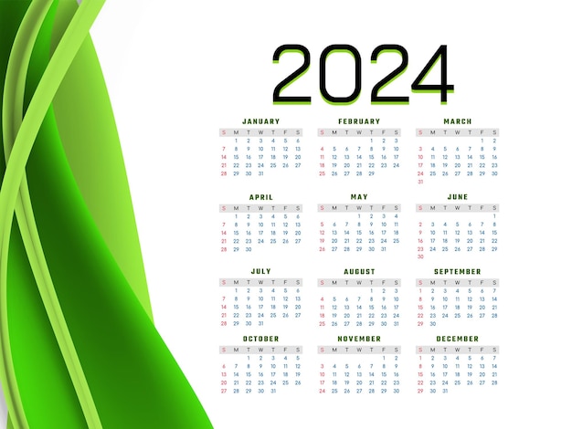 Free Vector 2024 new year stylish calendar design vector