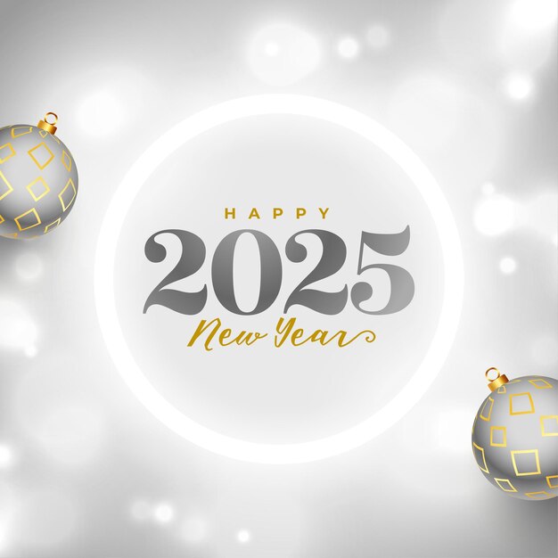 Free Vector 2025 happy new year grey background with xmas ball