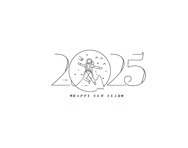 2025 Happy New Year Text Typography Design Element flyer banner design