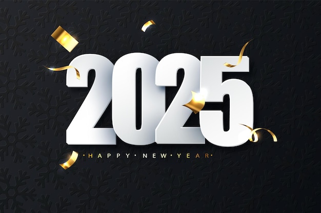 2025 New Year luxury illustration on dark background Happy New Year greetings