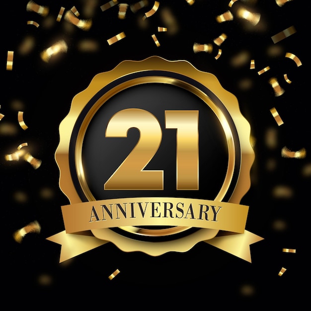 21 anniversary background with golden elements