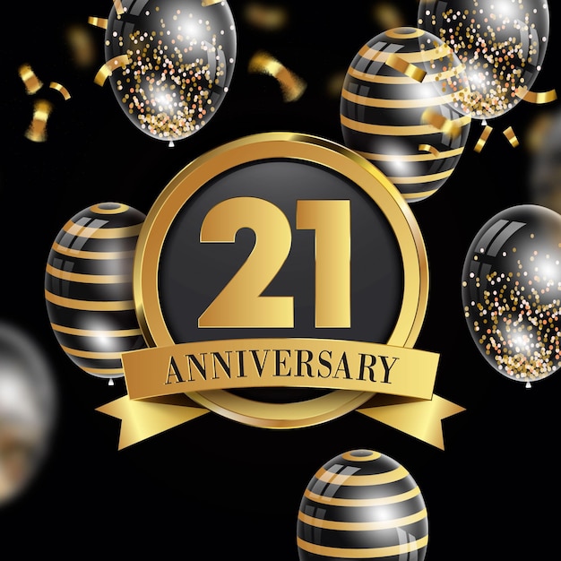 21 anniversary background with golden elements