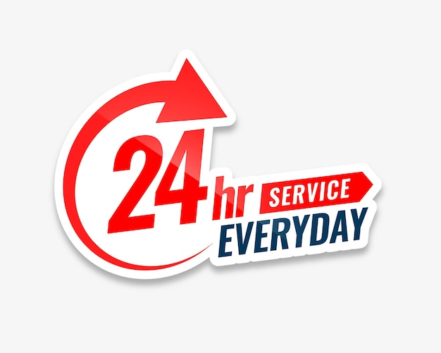 Free Vector 24 hour everyday service sticker design